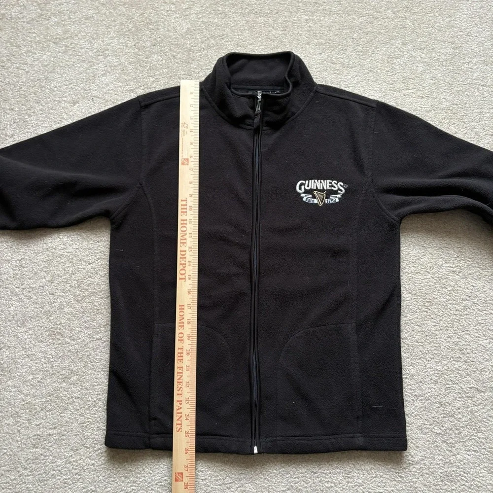 Guinness‎ Fleece Jacket Mens Small Black Full Zip Beer Logo Official Merchandise